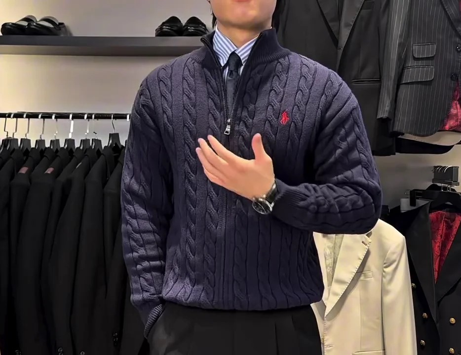 Men's Premium Cable Knit Zip Sweater Warm Stylish Formal Casual Wear